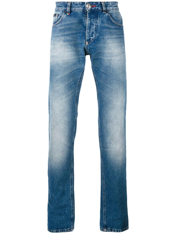 Philipp Plein - Faded Straight-leg Jeans - Men - Cotton/polyester - 36, Blue, Cotton/polyester