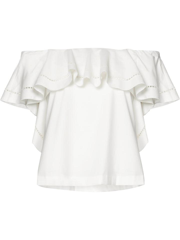 Rachel Zoe Ruffled Off The Shoulder Top, Women's, Size: 4, White, Cotton/spandex/elastane