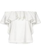 Rachel Zoe Ruffled Off The Shoulder Top, Women's, Size: 4, White, Cotton/spandex/elastane