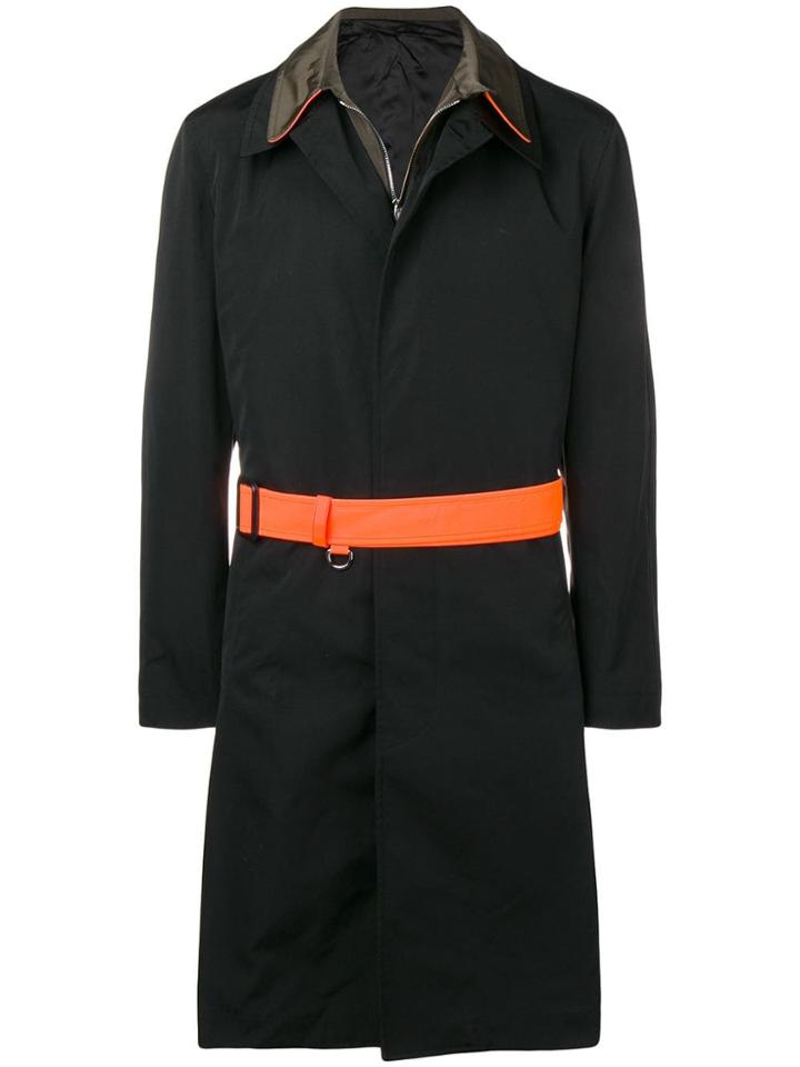 Alexander Mcqueen Contrasting Belted Raincoat - Black