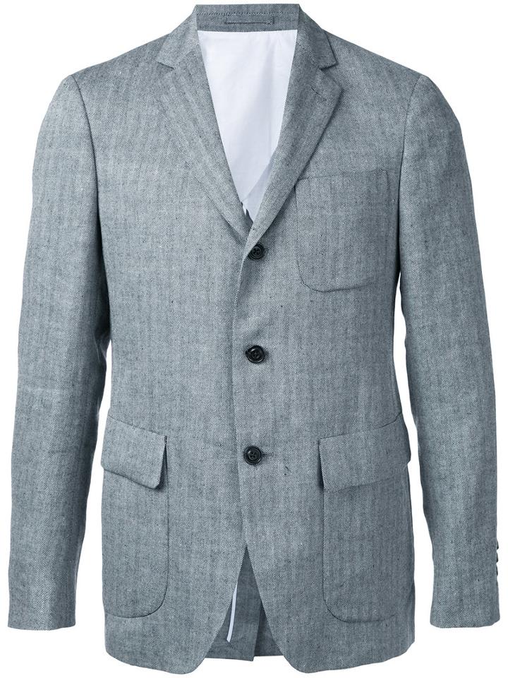 Wooster + Lardini - Textured Stripe Blazer - Men - Linen/flax/wool - 46, Grey, Linen/flax/wool
