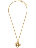 Yves Saint Laurent Vintage Flower Pendant Long Necklace - Gold