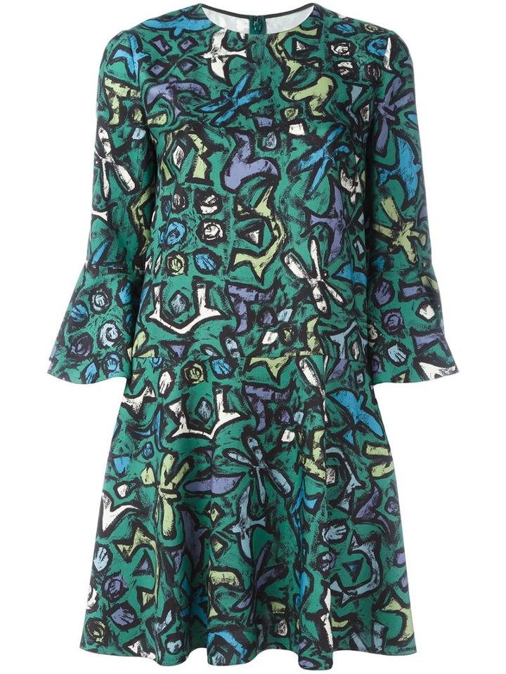 Valentino Printed Mini Dress, Women's, Size: 40, Green, Silk