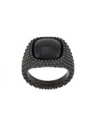 Nove25 Dotted Square Signet Ring - Metallic