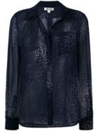 Diane Von Furstenberg Printed Shirt, Women's, Size: 10, Blue, Silk