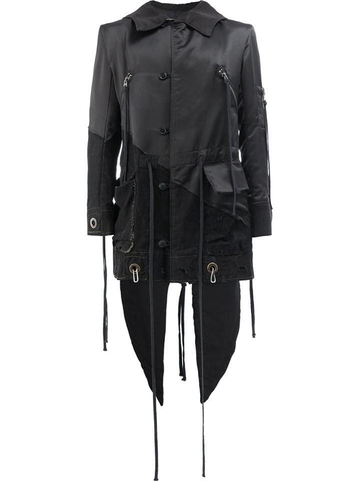 Greg Lauren Deconstructed Asymmetric Coat - Black