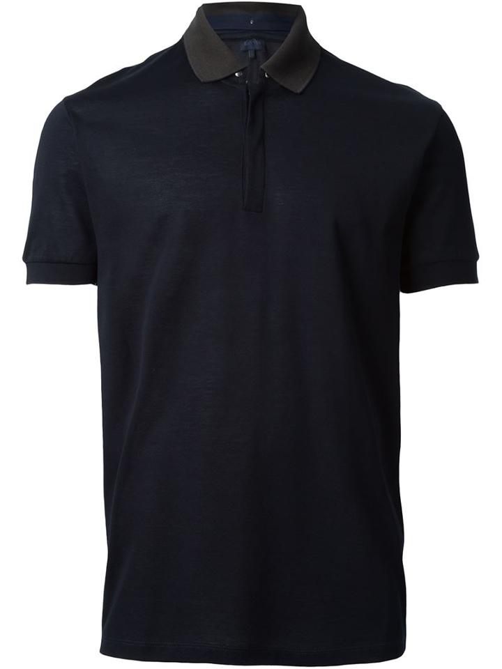 Lanvin Contrasted Collar Polo Shirt, Men's, Size: S, Blue, Cotton