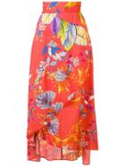 Pinko Floral Wrap Skirt - Red