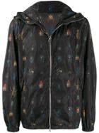 Alexander Mcqueen Insect Print Hooded Jacket - Black