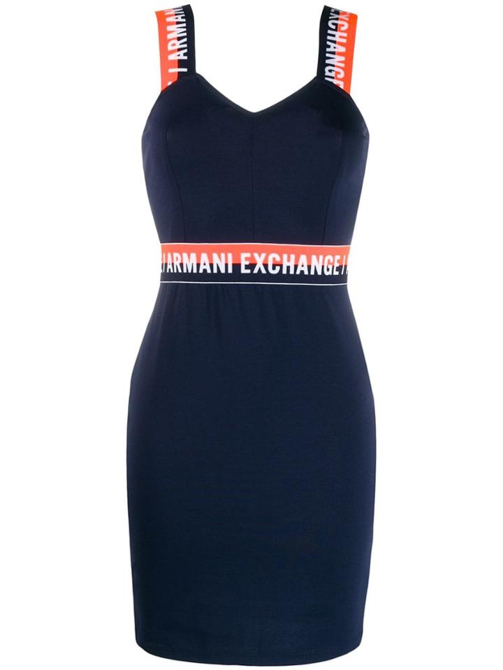Armani Exchange Logo Band Dress - Blue