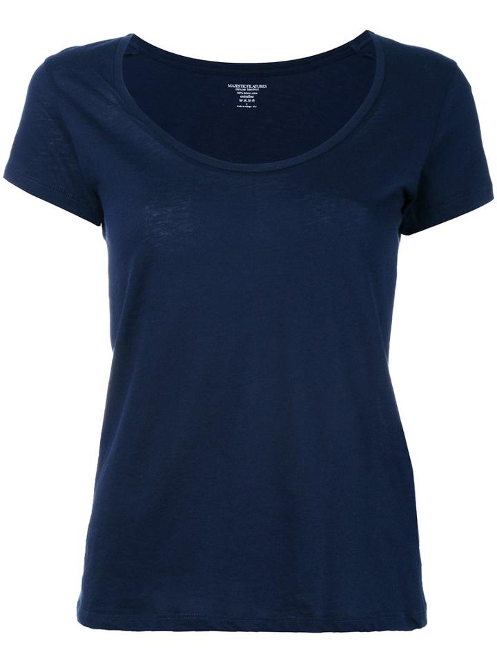 Majestic Filatures - Scoop Neck T-shirt - Women - Cotton - 2, Blue, Cotton