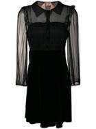 No21 Chiffon-panelled Velvet Dress - Black