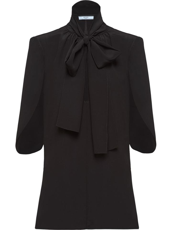 Prada Pussybow Half Sleeves Blouse - Black