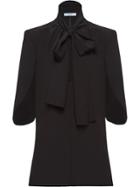 Prada Pussybow Half Sleeves Blouse - Black