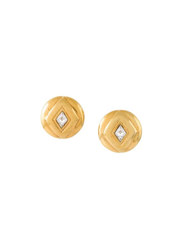 Chanel Vintage Geometric Clip-on Earrings, Women's, Metallic