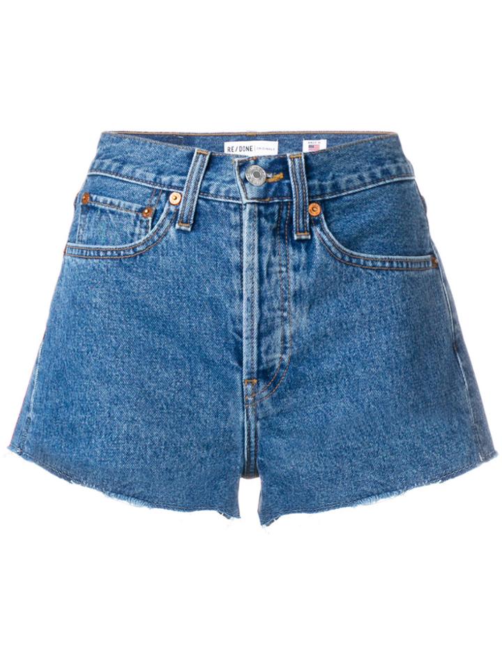 Re/done The Short Raw Hem Shorts - Blue