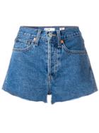 Re/done The Short Raw Hem Shorts - Blue