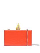 Edie Parker Embellished Croc-effect Clutch - Orange