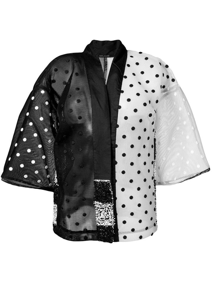 Ermanno Gallamini Contrast Polka Dot Mesh Jacket - Black