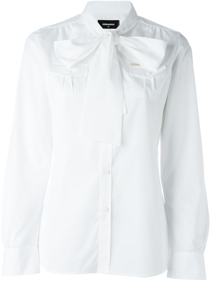 Dsquared2 Bow Shirt, Women's, Size: 40, White, Cotton