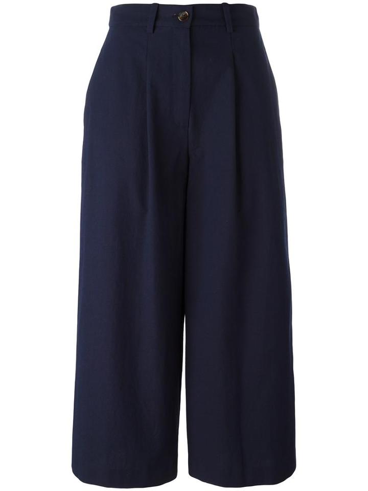 Erika Cavallini Tailored Culottes, Women's, Size: 42, Blue, Cotton/virgin Wool