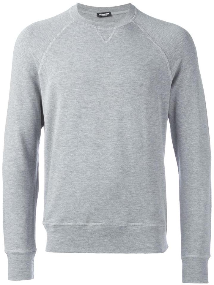 Dsquared2 Basic Crew Neck Sweatshirt, Men's, Size: Large, Grey, Viscose/spandex/elastane