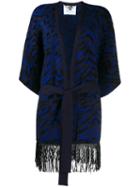 Blumarine Fringed Belted Cardigan - Blue