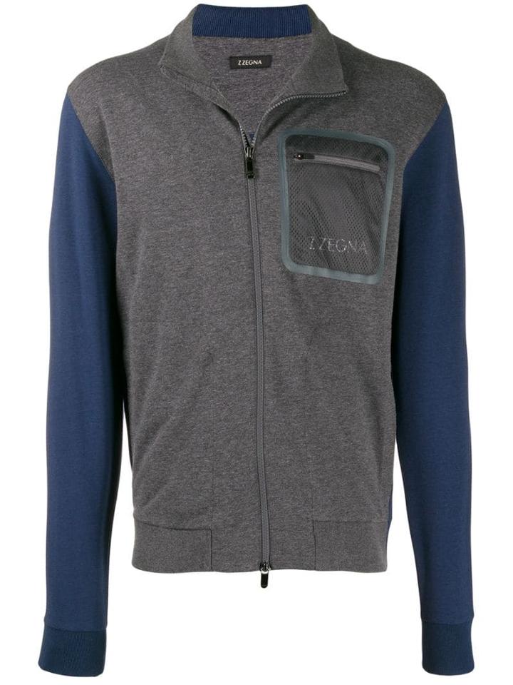 Z Zegna Logo Pocket Jumper - Blue