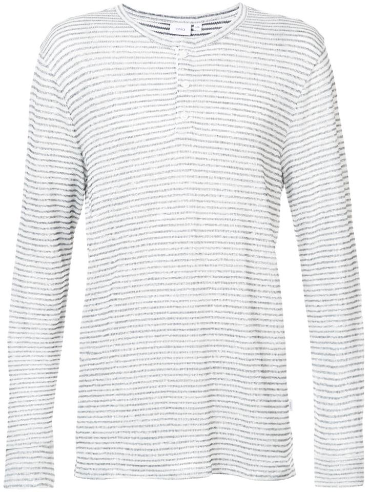 Onia Miles Henley Striped Long Sleeve Shirt - Black
