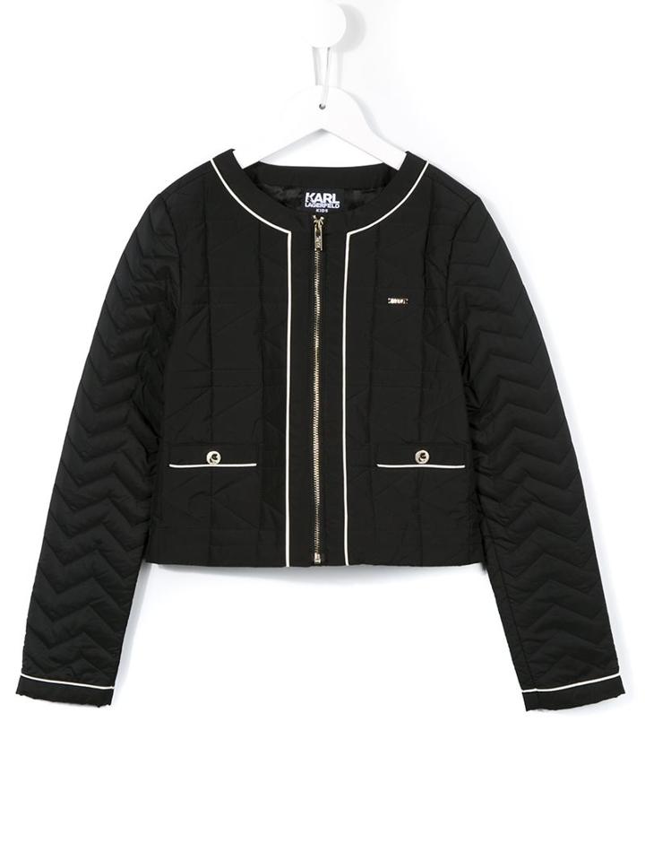Karl Lagerfeld Kids 'wild Block' Quilted Jacket, Girl's, Size: 10 Yrs, Black