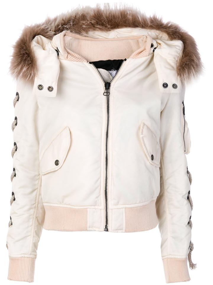 As65 Fur Trim Jacket - Nude & Neutrals