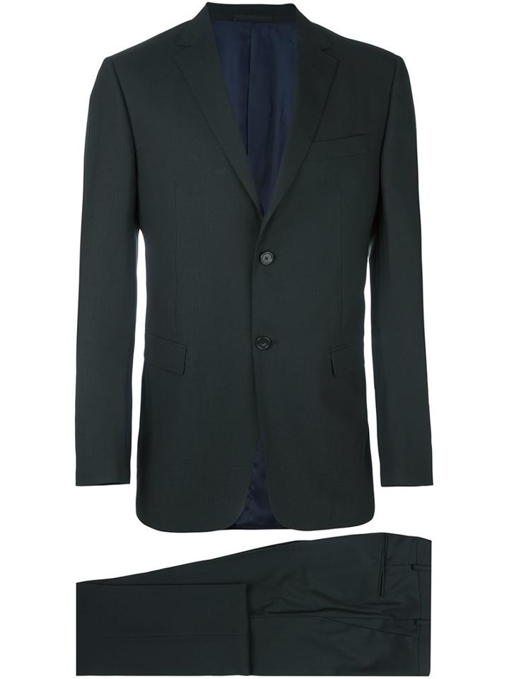 Z Zegna Tailored Jacquard Business Suit, Men's, Size: 52, Black, Cupro/wool