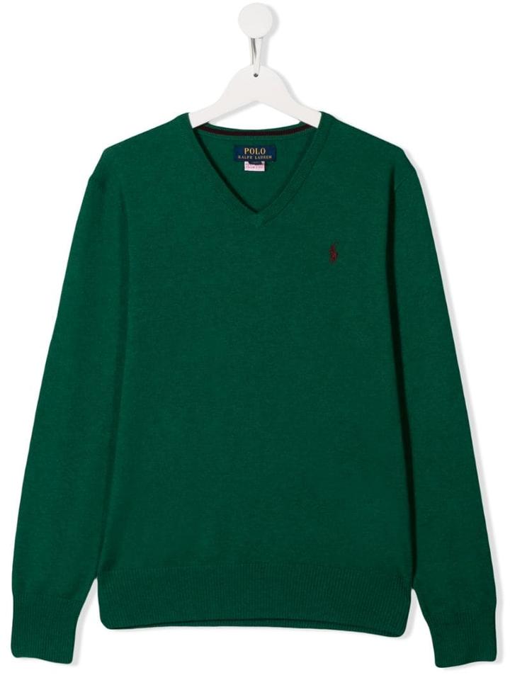 Ralph Lauren Kids Teen Embroidered Logo Jumper - Green