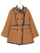 Oscar De La Renta Kids Button Front Drill Coat - Brown