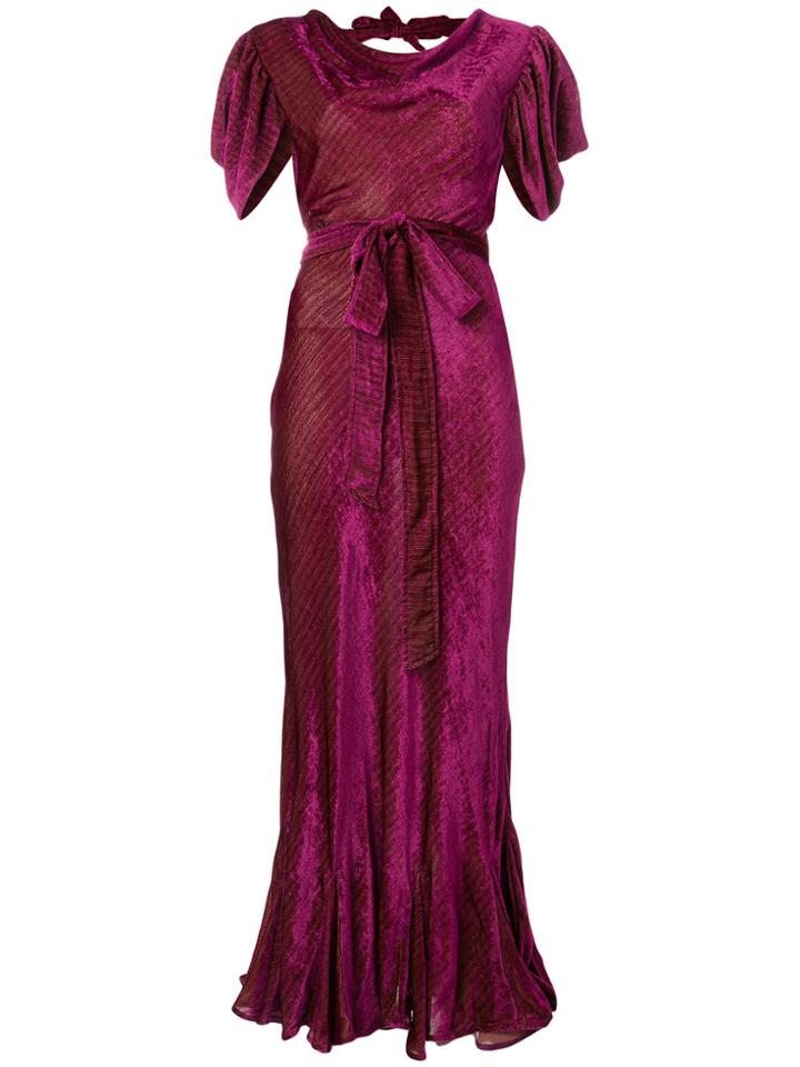 Attico Belted Devoré Gown - Pink & Purple