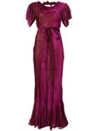 Attico Belted Devoré Gown - Pink & Purple