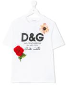 Dolce & Gabbana Kids - Logo Print T-shirt - Kids - Cotton/polyamide/polyester/crystal - 10 Yrs, White