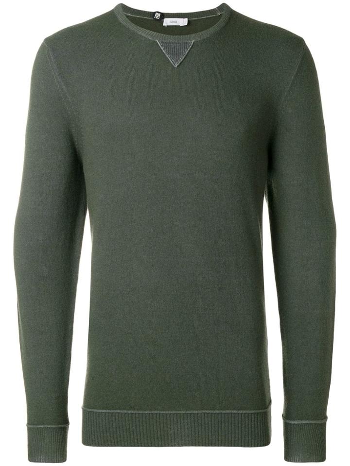 Closed Crew-neck Jumper - Green