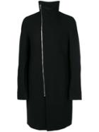 Rick Owens - Off-center Zip Fastening Coat - Men - Cotton/polyamide/cupro/virgin Wool - 50, Black, Cotton/polyamide/cupro/virgin Wool