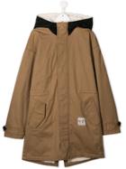 Nº21 Kids Teen Hooded Parka Coat - Brown