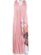 Krizia Panther Print Pleated Dress - Pink