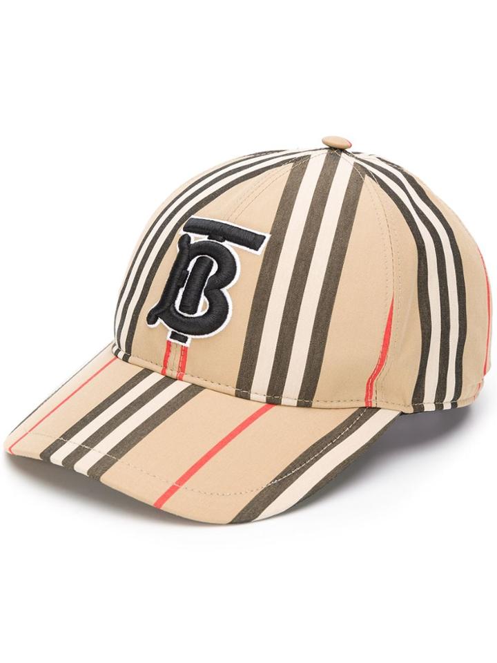 Burberry Tb Logo Embroidered Cap - Brown