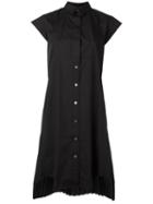 Sacai Pleated Shirt Dress, Women's, Size: 3, Black, Polyester/cotton