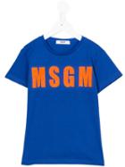 Msgm Kids - Orange Logo T-shirt - Kids - Cotton - 8 Yrs, Blue