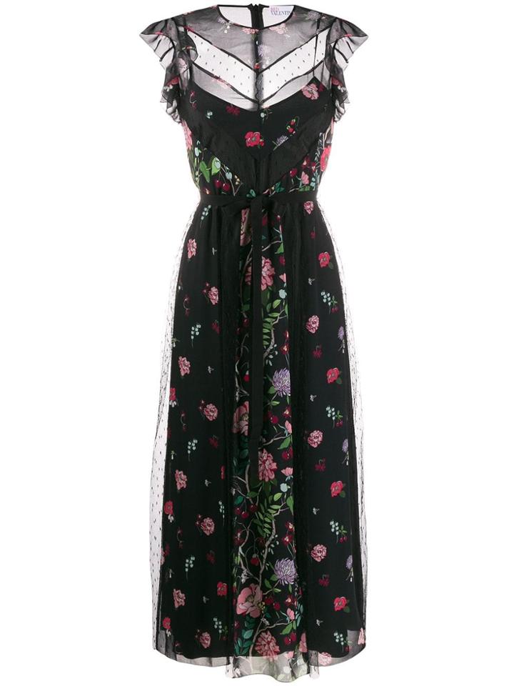 Red Valentino Cherry Blossom Muslin Dress - Black