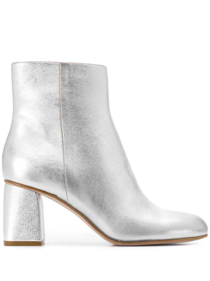 Red Valentino Red(v) Metallic Ankle Boots - Silver
