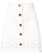 Derek Lam 10 Crosby A-line Mini Skirt With Eyelet Embroidery - White