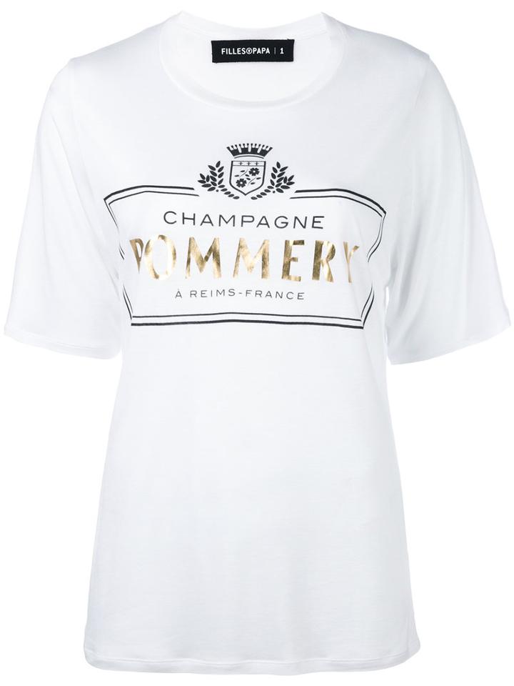 Filles A Papa - Champagne Print T-shirt - Women - Viscose - 2, White, Viscose