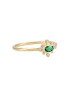 Sauer Anel Dots Em Ouro Amarelo, Esmeralda E Diamante - Gold