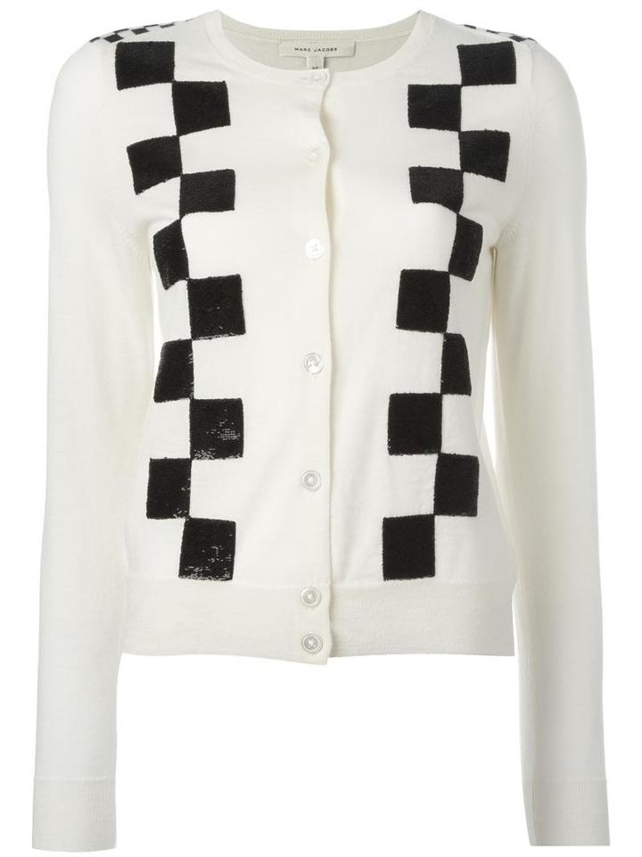Marc Jacobs Classic Checkered Cardigan, Women's, Size: Small, Nude/neutrals, Wool